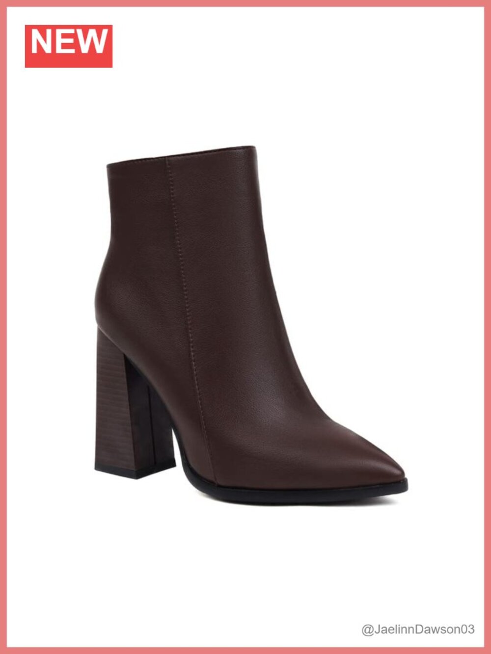 Handmade Pointed Toe Ankle Boots Block Heel Zip Short Shaft